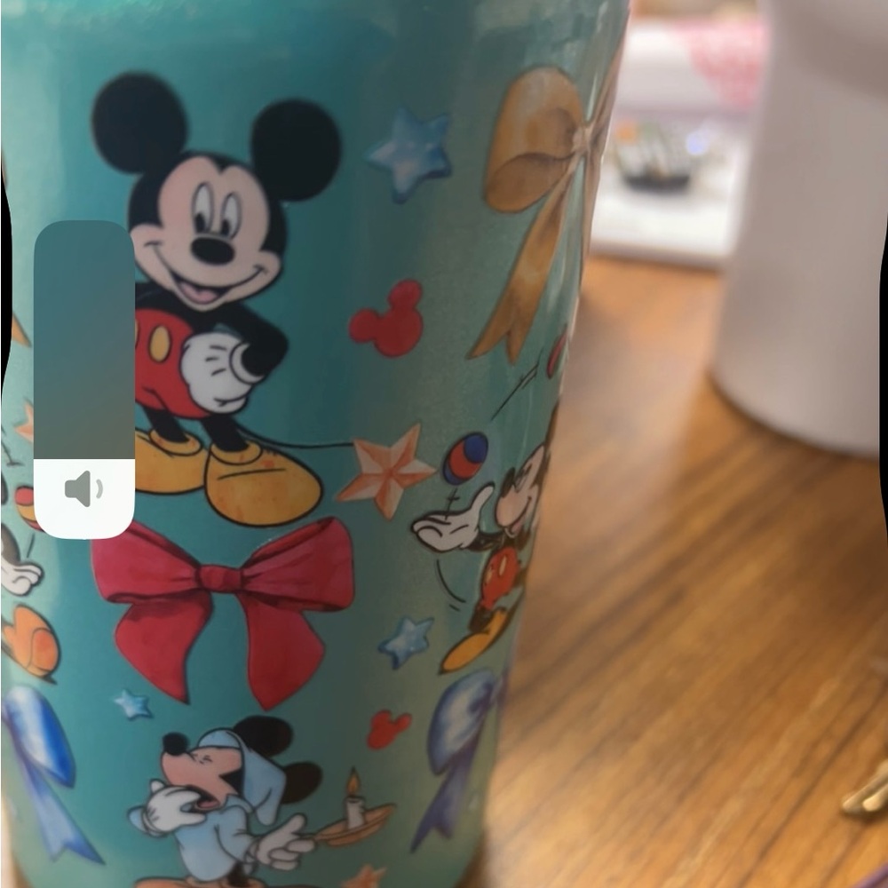 Disney Mickey Mouse Aqua Tumbler with Red and Gold Accents